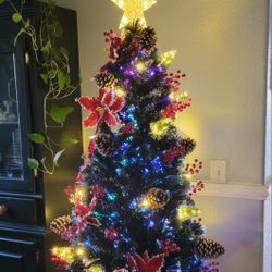 New In Box 5 Ft Pre Lit Artificial Christmas Tree W/ LED & Fiberoptic Lights &  Star Top Indoor Outdoor Arbol De Navidad Con Luces Multi Color Lights 