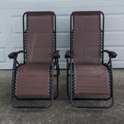 Set of 2 _ Zero Gravity Lounge Recliner Chairs _ Foldable/ Portable/ Adjustable _ Steel / Mesh _ Outdoor Patio Furniture _ Plenty of Life Left
