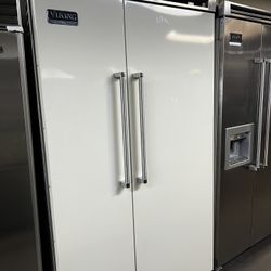 Viking 48”Wide Built In Side By Side Refrigerator Gloss White 
