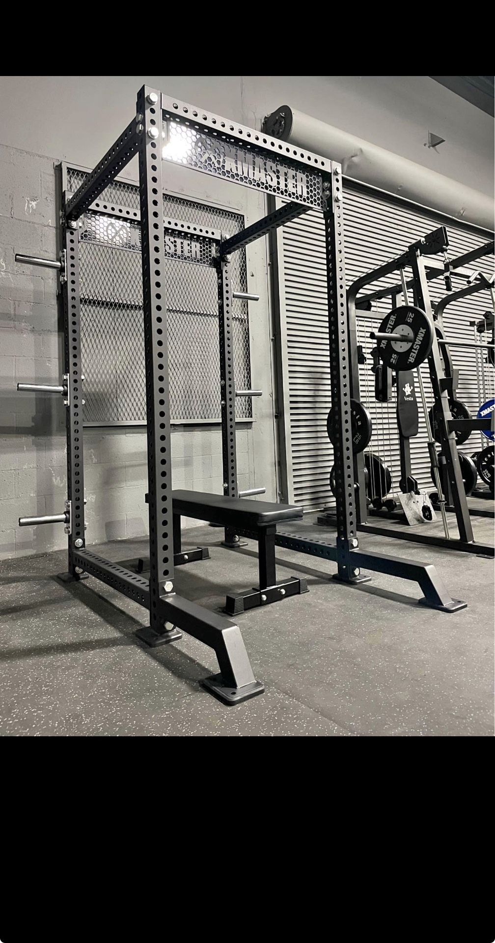 Half Rack PACKAGE - Rack + Flat Bench + Weight Plate Holder Pairs x3