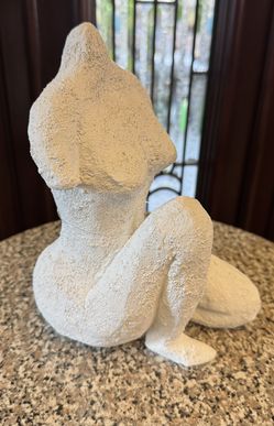 Woman Sitting Figurine, rustic look,  9” High X 6 1/2” Wide Brand New