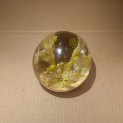 Vintage Flower Glass Paperweight 