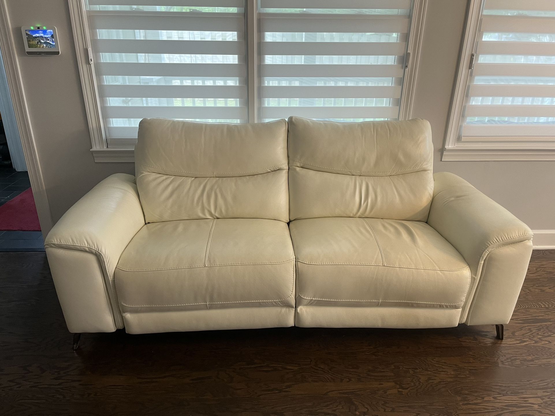 White Italian Leather Electric Couch