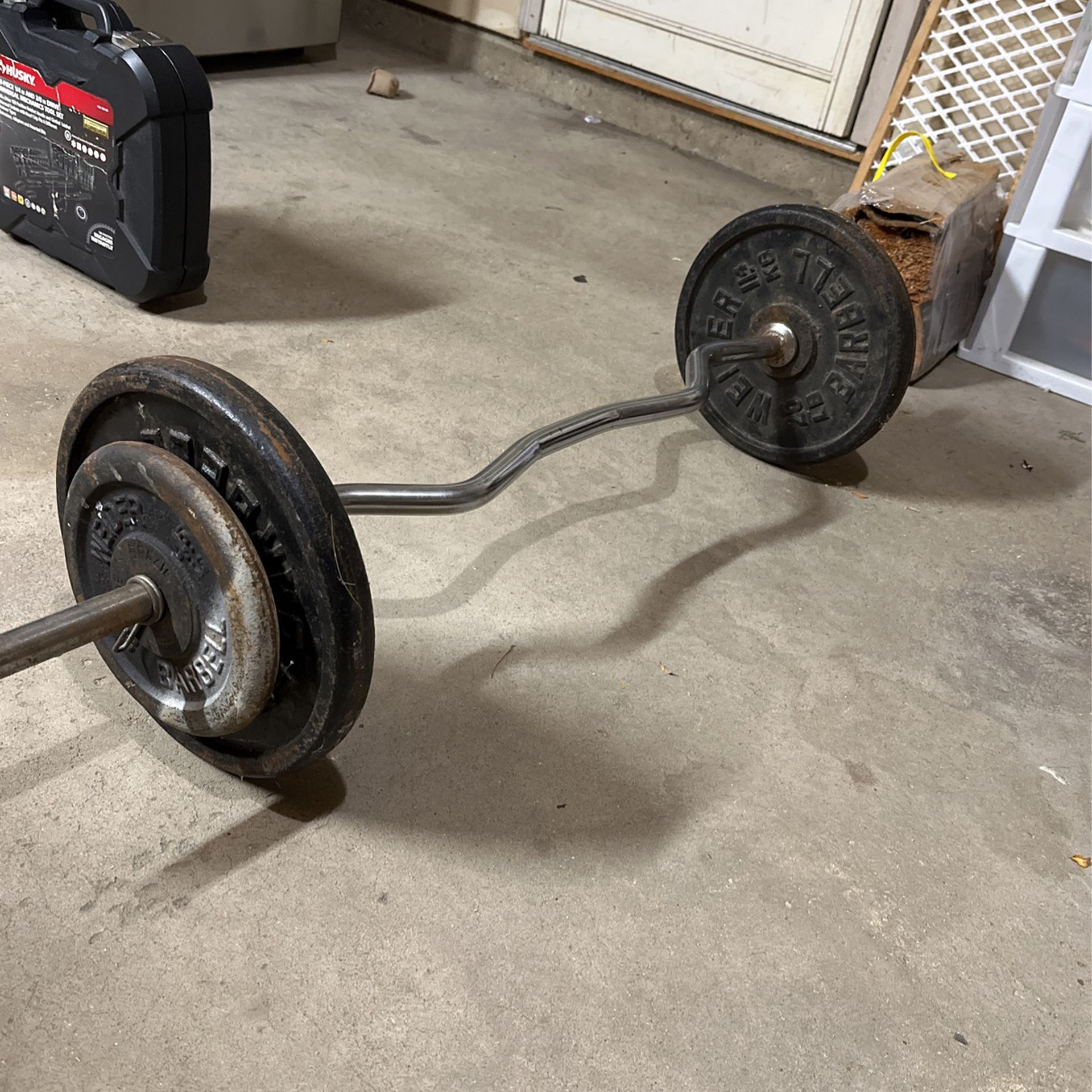 1inch Curling Bar With Two 25lbs Plates
