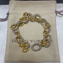 David Yurman 8.3-inch sterling silver with 18k gold oval bracelet