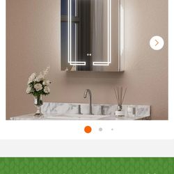 KeonJinn 20 in. W x 26 in. H Rectangular Aluminum Surface Mount LED Medicine Cabinet with Mirror and Lighted, Defogger