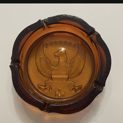 Vintage Amber Glass Eagle Ashtray