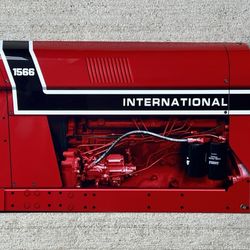 International 1566 Black Stripe Tractor Farm Curved 3D Sign 5 Millionth