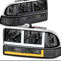 98-04 Chevy S-10 Blazer Smoke Chrome Full LED Headlights Parking Lights 