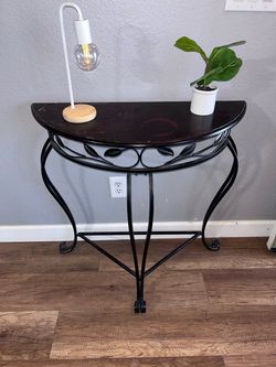 Half-Moon Console Table – Ornate Metal Base