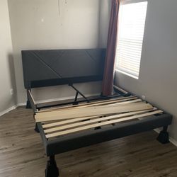 Dark Gray Kind Bed Frame 