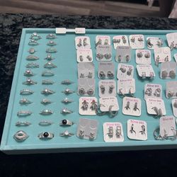 Silver 925 Ring and Earring Collection Display