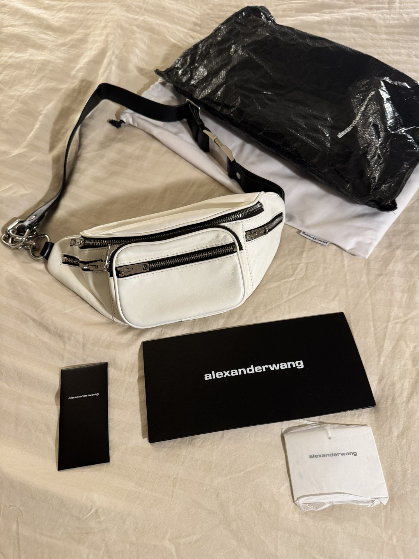 Authentic Alexander Wang White Lamb Leather Bag / Purse With Full Packaging