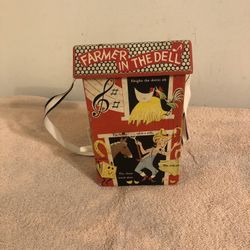Vintage Fisher Price Farmer In The Dell Crank Music Box With Strap #764 Works