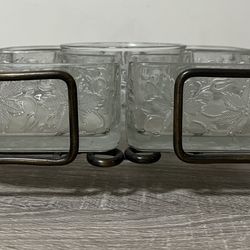 Vintage 6 Piece Chip & Dip Vegetable Appetizer set With Metal Holder