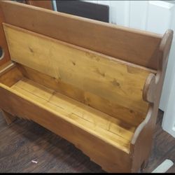 Vintage Wooden Bench With Storage