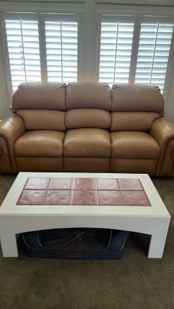 Leather sofa and recliner set