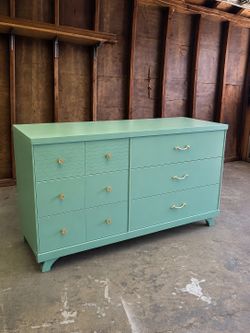 Modern Solid Wood Green Dresser- 6 Drawer
