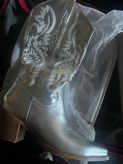 Silver women's short boots