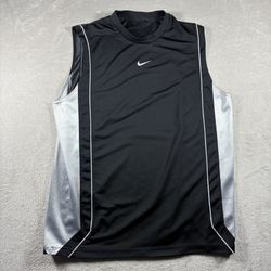 Nike Shirt Men’s Large Black Tank Top Jersey Center Swoosh Embroidered Y2K #1088