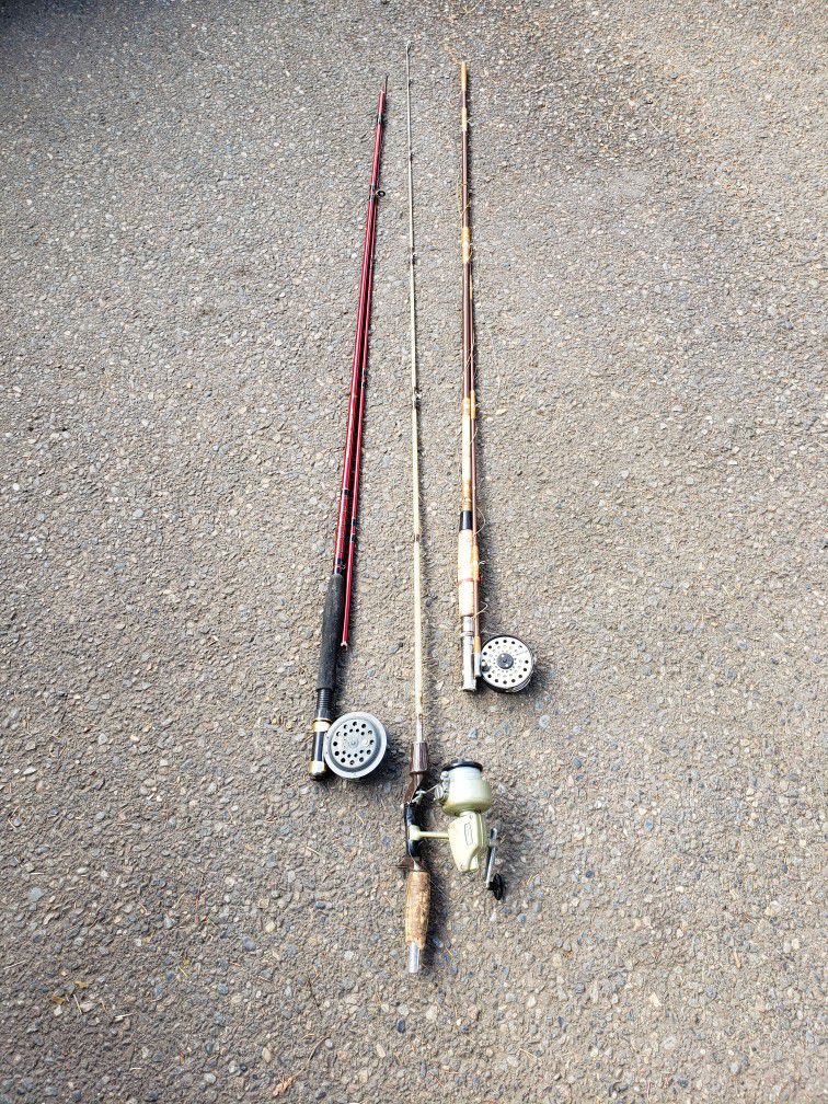 Vintage  Fishing poles With Reels 