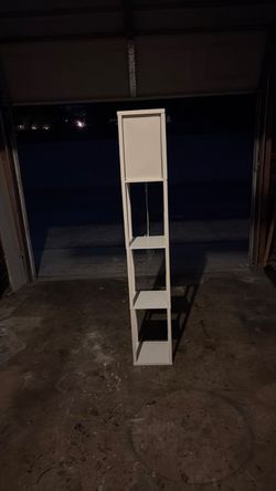 White Tall Narrow Bookshelf Unit