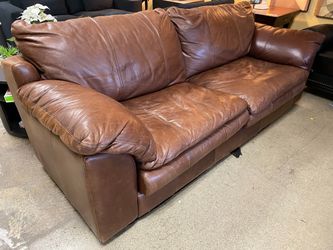 Chocolate Leather Wide Arm Sofa
