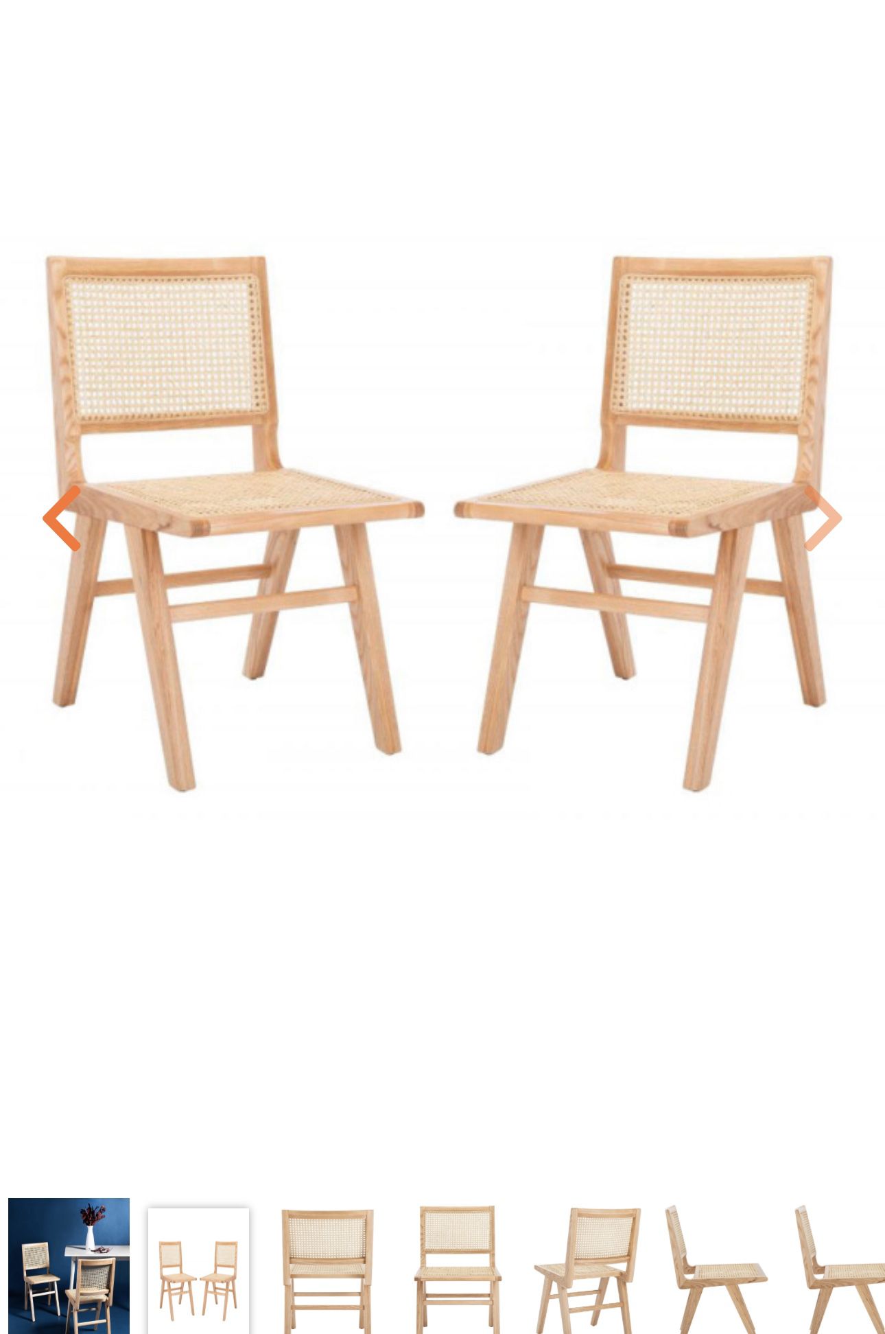Safavieh Hattie French Cane Wicker Natural Dining Chairs 