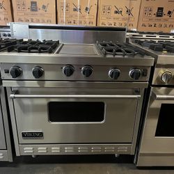 Viking 36”Wide All Gas Range Stove In Stainless Steel With Griddle 