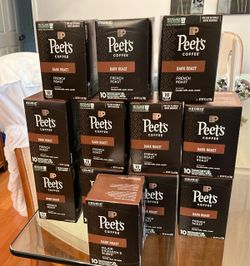 19 Boxes of Peet’s Keurig Pods-2 flavors-3 sized boxes-STILL SEALED.