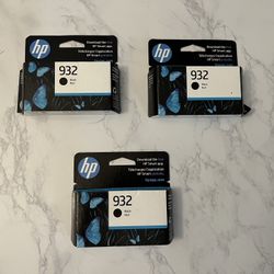 3 GENUINE HP 932 BLACK INK CARTRIDGES CN057AN Exp9/2024-New $10 each,$25 for all
