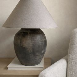 Oversized Vintage Clay Pot Table Lamp