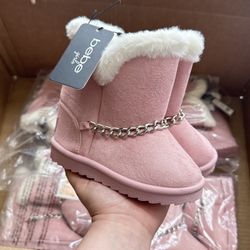 BEBE Toddler Girls Chain Faux Fur Lined Boots Pink - NEW - Size 8