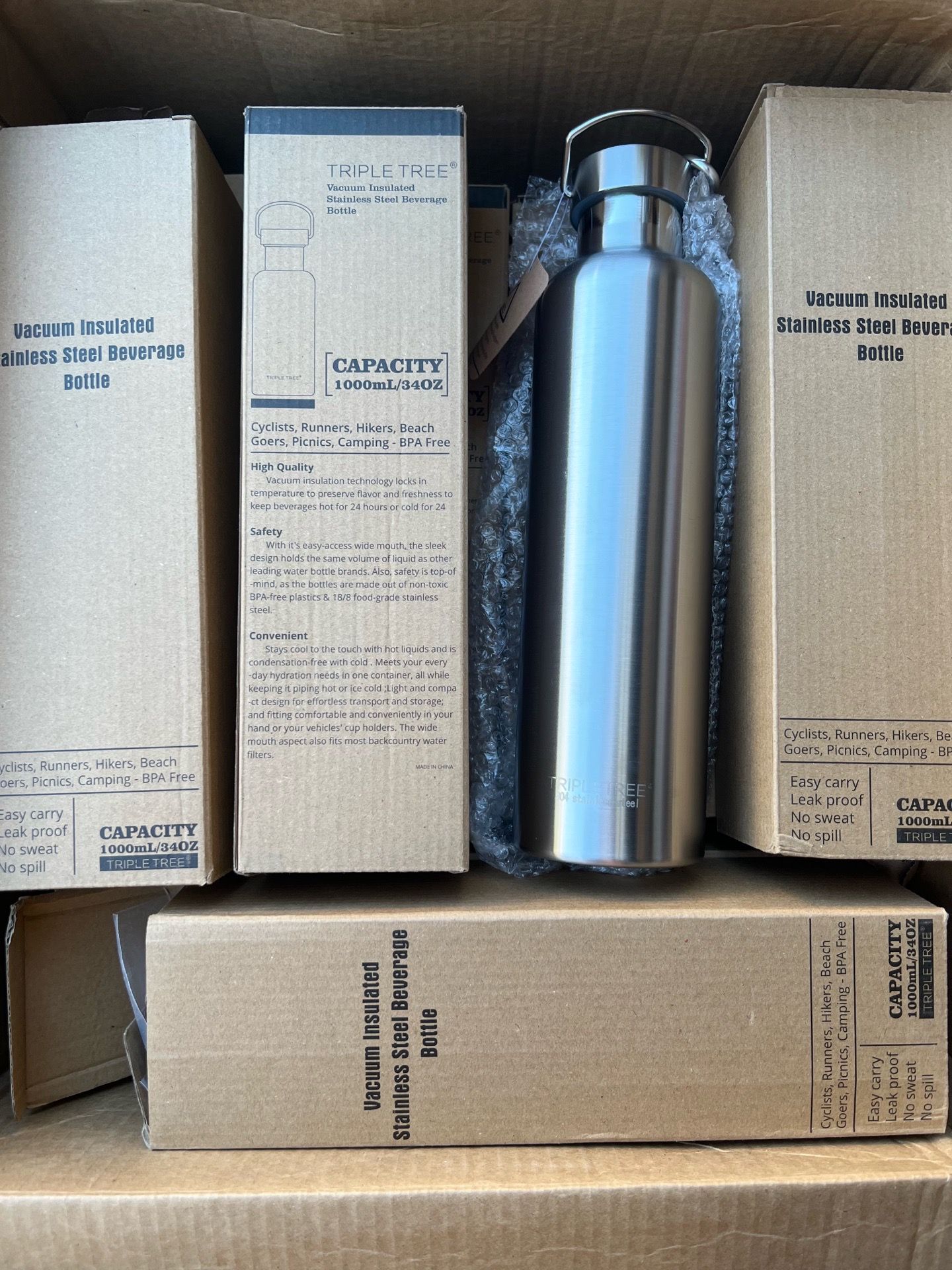 Triple Tree 34oz Vacuum Insulated Stainless Steel Water Bottle $10 each limited quantity available