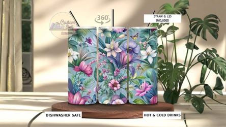 Blue Wildflowers 20 Oz Stainless Steel Tumbler (READ DESCRIPTION)