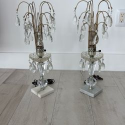 Vintage Crystal Lamps - Set Of 2