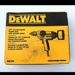 New, Nuevo, DeWalt DW130V 9 Amp 1/2" (13mm) Electric Spade Handle Drill