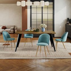 Homy Casa Lancelot 5 Piece Dining Table Set with 4 Puzd Upholstered Chairs,Aloe
