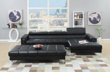 2-PC BLACK LEATHER SECTIONAL/AVAILABLE IN WHITE