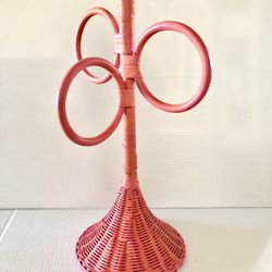 Pink Wicker Countertop Towel Holder 3 Ring Tap See More for All Info 
