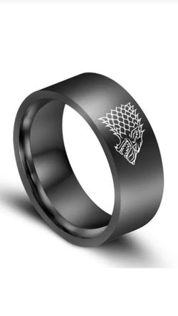 Game of Thrones Ice Wolf Black Ring