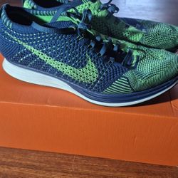 Nike Flyknit Racer Brave Blue Poison Green