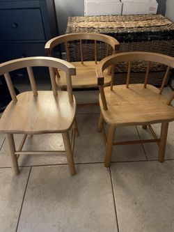 3 Kid Wooden Chairs 