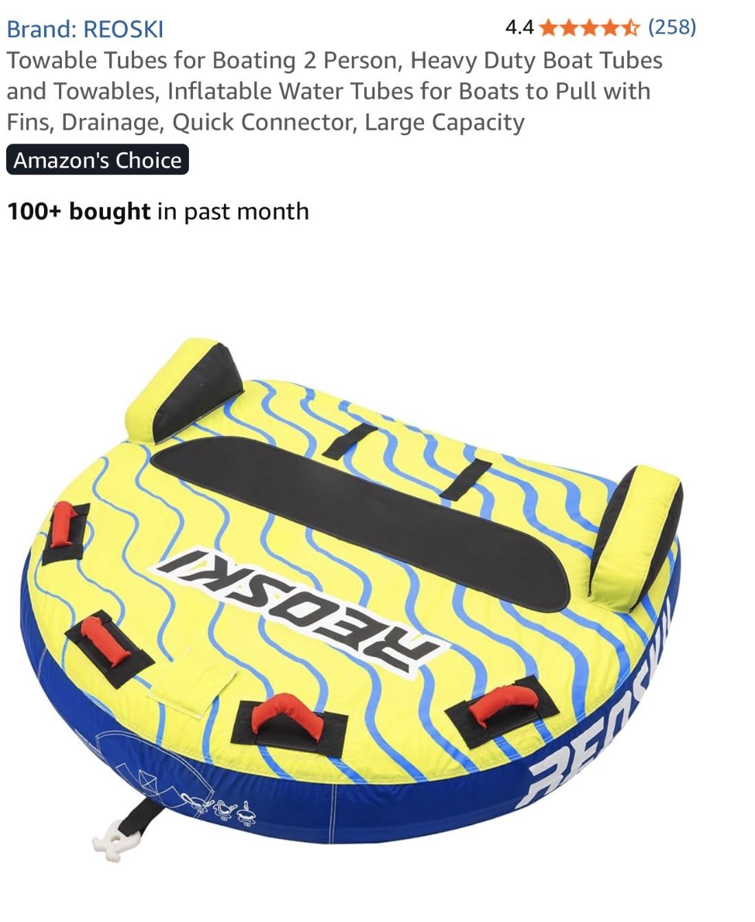 REOSKI Towable Tubes for Boating 2 Person, Heavy Duty Boat Tubes and Towables