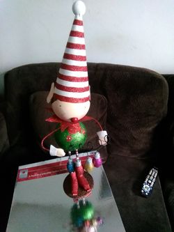Metal glittery elf decoration