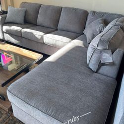 L Shape Large Comfy Light Gray Deep Seating Sectional Couch With Chaise| Ottoman Sold Separately| Sleeper Optional| Brand New Ashley Living Room Set 