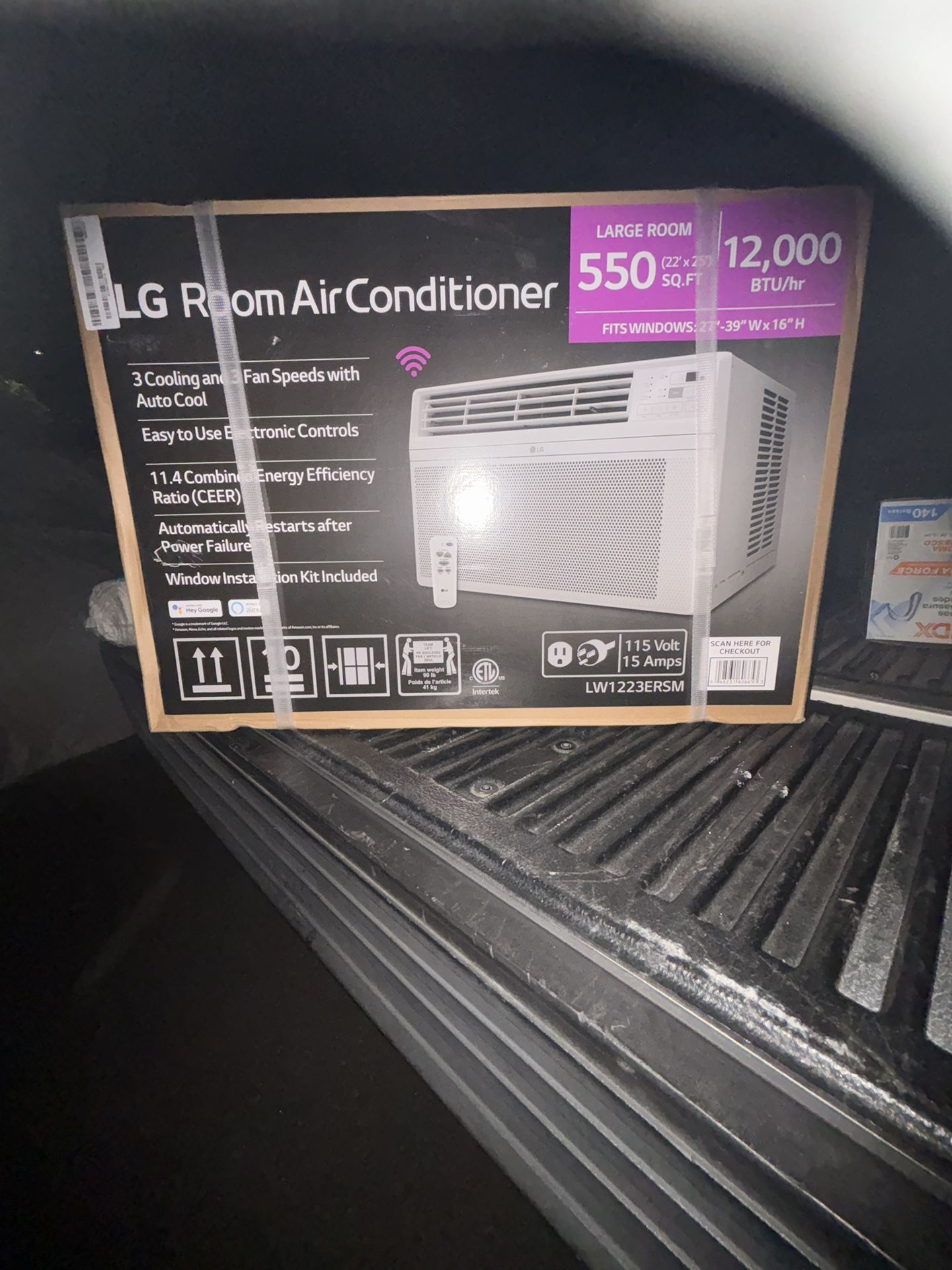12,000 BTU 115V Window Air Conditioner Cools 550 sq. ft. with Wi-Fi, Remote, Dehumidifier and in White