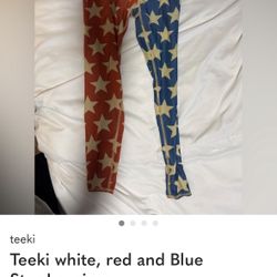 Tiki Red White Blue Stars Leggings 
