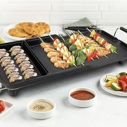 3-in-1 Electric Nonstick Griddle Grill 1800W,Teppanyaki Grill with Removable Temperature Control & Drip Tray for Pancakes Burgers Eggs,22"x 10.5"