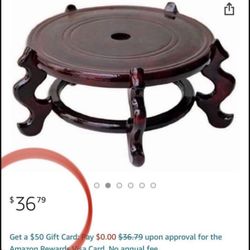 ♥️Beautiful Hand Craft Rosewood Oriental Plant Stand 5.5” round 5”Height $15 